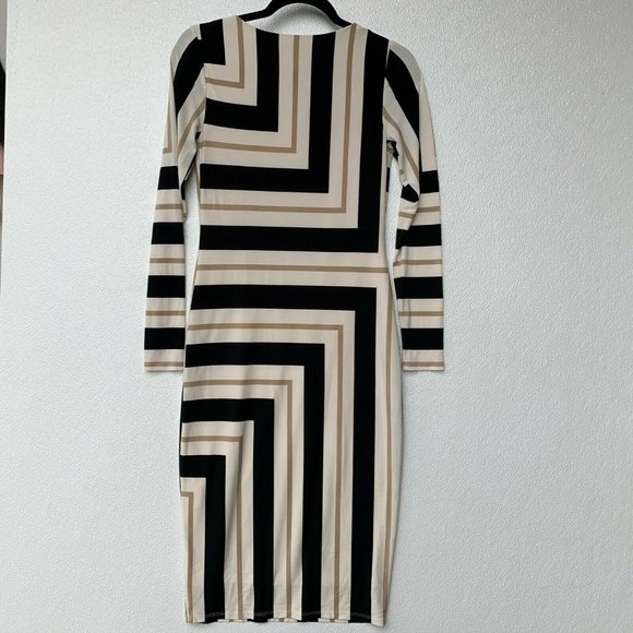 Cato Women Size XS Dress Cream Geometric Longsleev - Picture 6 of 8